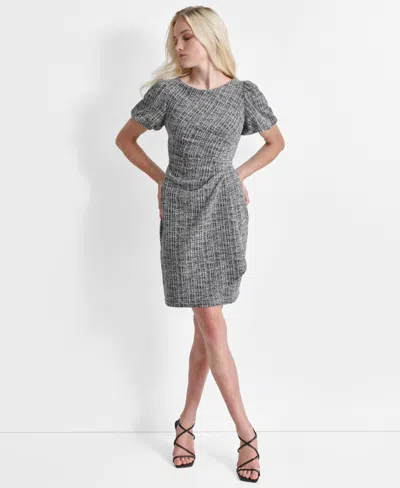Dkny Women's Bubble Sleeve Ruched Sheath Dress In Gray