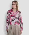 Dkny Satin Button-up Shirt In Multi