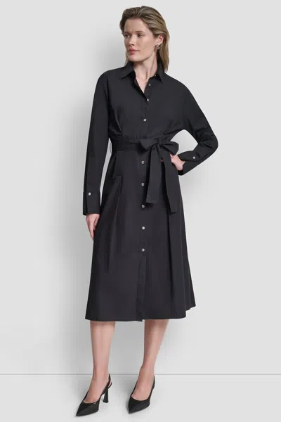 Dkny Women's Button Down Midi Shirt Dress In Black