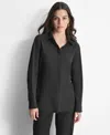 Dkny Womens Collar Polyester Button-down Top In Black