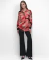 Dkny Women's Button-front Printed Chiffon Blouse In Brushd Marblews