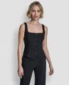 Dkny Women's Button Front Vest Top In Black