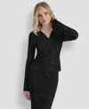 Dkny Women's Button-front Zebra Sweater In Black