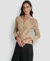 Dkny Zebra Stripe Cardigan In Brown