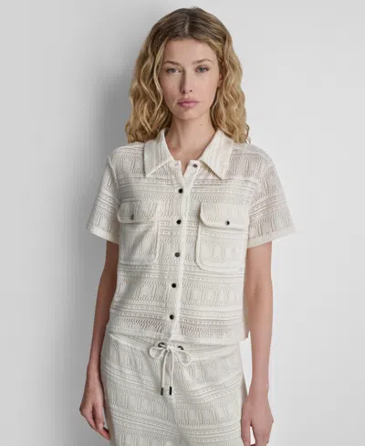 DKNY WOMEN'S BUTTON-DOWN COLLARED SHIRT