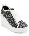 Dkny Byla Womens Lace-up Canvas Wedge Boots In White And Black