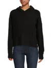 Dkny Women's Cable Knit Hoodie In Black