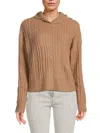 Dkny Sport Women's Cable-knit Pullover Hooded Sweater In Praline