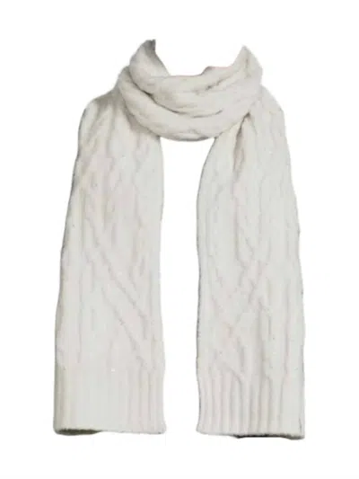Dkny Women's Cable Knit Scarf In Gray In White