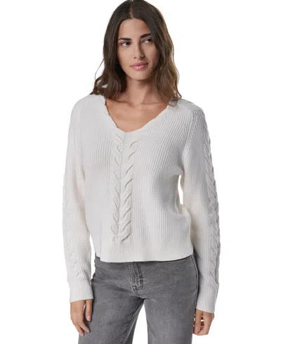 Dkny Women's Cable-knit V-neck Sweater In Gray