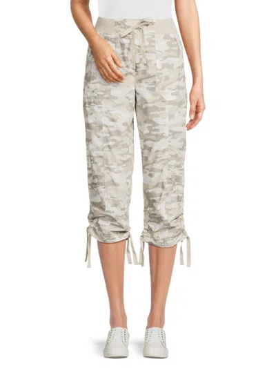 Dkny Women's Camo Tie-cuff Cropped Pants In Sand