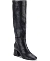 Dkny Cana Womens Block Heel Man Made Knee-high Boots In Black Smooth
