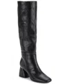 Dkny Cana Womens Snake Print Faux Leather Knee-high Boots In Black Snake