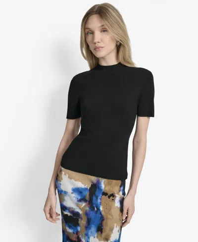 Dkny Women's Cap-sleeve Mock Neck Sweater In Gold