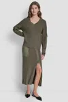 Dkny Women's Cargo Pocket Sleeve Sweater In Green