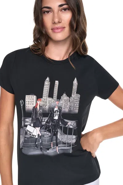 Dkny Central Park Steps Graphic T-shirt In Blue