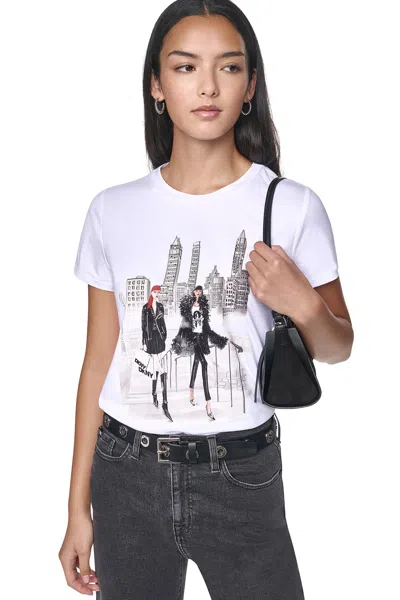Dkny Central Park Steps Graphic T-shirt In White