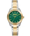 Dkny Women's Chambers Glitz Dark Green Dial Gold-two-tone Stainless Steel Bracelet Watch 30mm