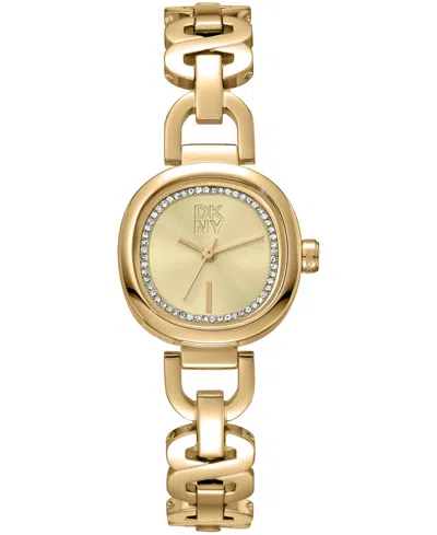 Dkny Women's Chamoagne Crystal Accented Dial Gold-tone Stainless Steel Open Link Bracelet Watch, 24mm