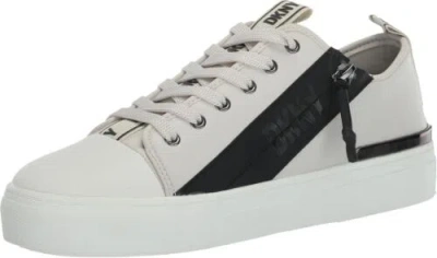 Pre-owned Dkny Women's Chaney-lace Up Sneaker In Pebble