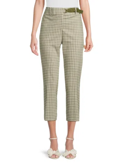Dkny Women's Check Cropped Pants In Avocado