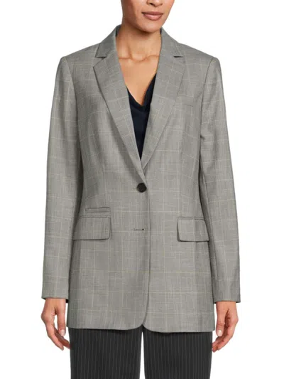 Dkny Women's Checked Blazer In Grey