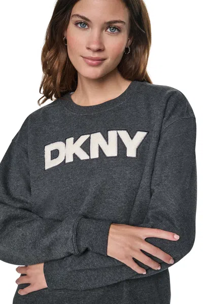 Dkny Women's Chenille Logo Sweatshirt In Black