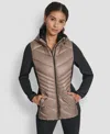 Dkny Women's Chevron Quilt Scuba Mix Collar Jacket In Brown