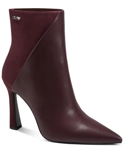 Dkny Women's Christabel Zipper Heeled Booties In Burgundy