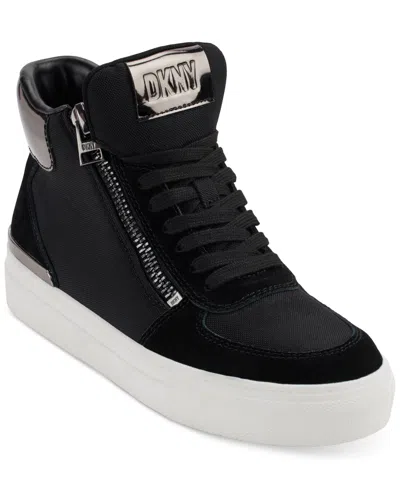 Dkny Women's Cindell Lace-up Zipper High Top Sneakers In Black