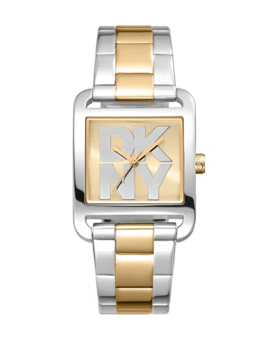 Dkny Women's City Maxi Champagne Dial Gold-two-tone Stainless Steel Bracelet Watch 29x37mm