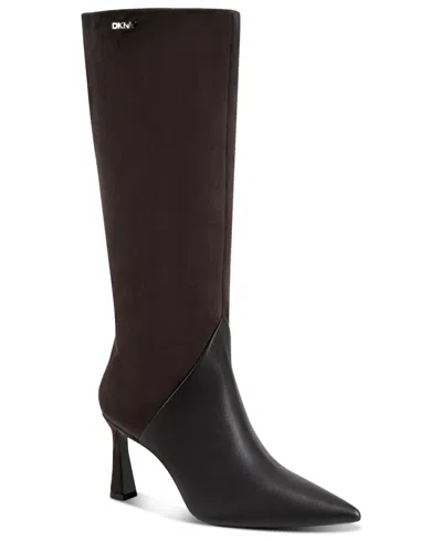 Dkny Women's Clarinda Zipper Heeled Boots In Brown