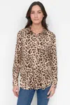 Dkny Women's Classic Fit Button Front Shirt In Brown
