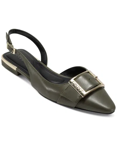 Dkny Women's Clemma Buckle Slingback Flats In Green