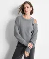 Dkny Cold Shoulder Sweater In Ash Grey