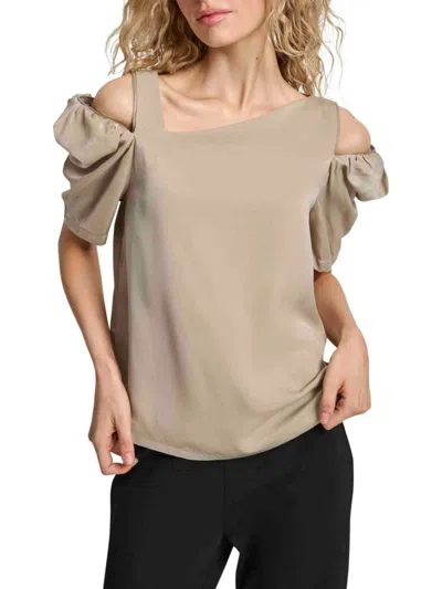 Dkny Women's Cold-shoulder Puff-sleeve Top In Multi