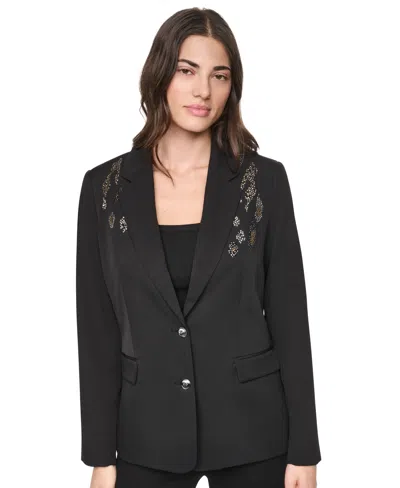 Dkny Women's Collared & Two-button Jacket In Black