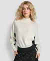 Dkny Women's Colorblock Turtleneck Sweater In White