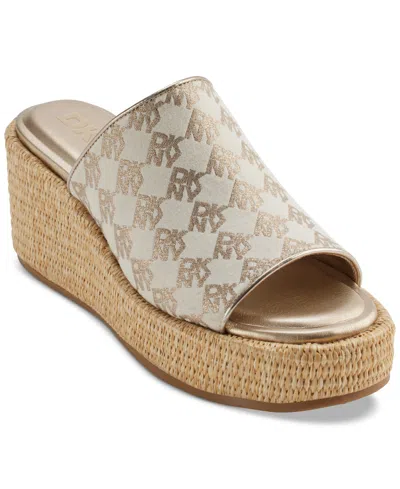 Dkny Women's Conrad Slip-on Wedge Sandals In Brown