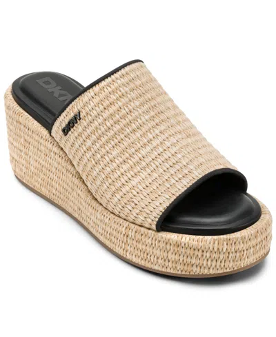 Dkny Women's Conrad Slip-on Wedge Sandals In Natural,black