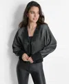 Dkny Womens Ribbed Knit Cardigan Sweater In Blk,ivory