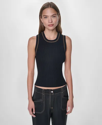 Dkny Contrast Stitch Tank In Blue