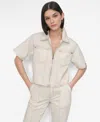 Dkny Ecru Crop Denim Jacket