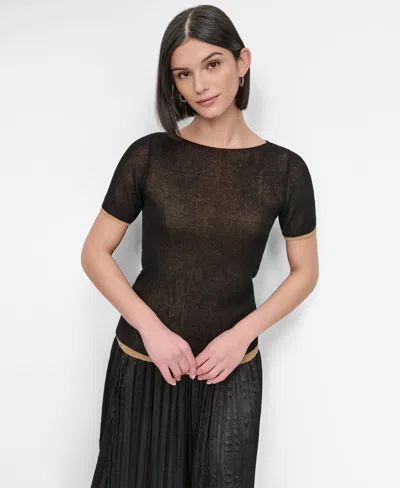 Dkny Women's Contrast-trim Layered-look Sweater