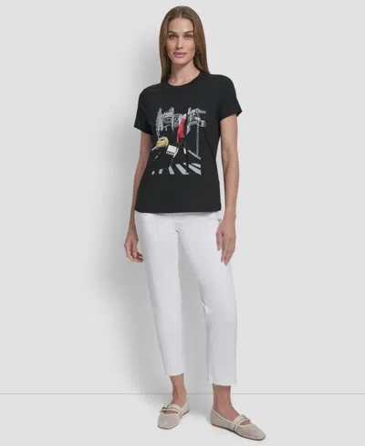 Dkny Women's Conversational Short Sleeve T-shirt In Black