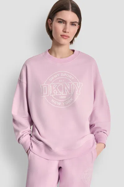 Dkny Women's Cotton-blend Collegiate Logo Sweatshirt In Purple