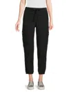 Dkny Women's Cotton Cropped Cargo Joggers In Black