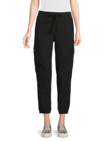 Dkny Women's Cotton Cropped Cargo Joggers In Black