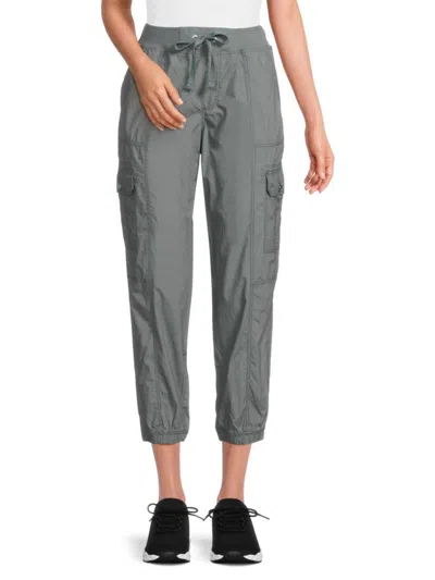 Dkny Women's Cotton Cropped Cargo Joggers In Blue Fog