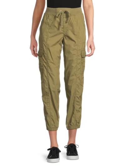 Dkny Women's Cotton Cropped Cargo Joggers In Green